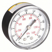 Redwood RW4FMC8 Commercial Pressure Gauge 0 to 200 psi, 2 in Dial, 1/4 in NPT Male, Center Back