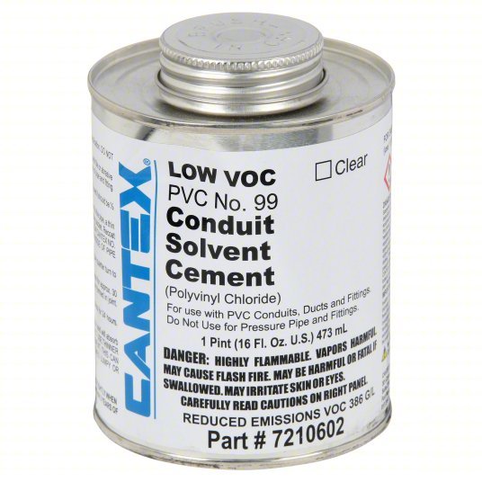 Cantex 7210602 Pipe Cement Low VOC No. 99, 19.2 fl oz, Brush-Top Can, Clear