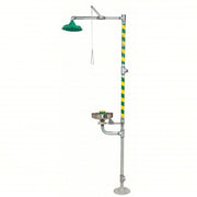 Haws 8300-8309 Shower with Eyewash Floor Mnt, Uncovered, Stainless Steel Bowl, Galvanized Steel Pipe