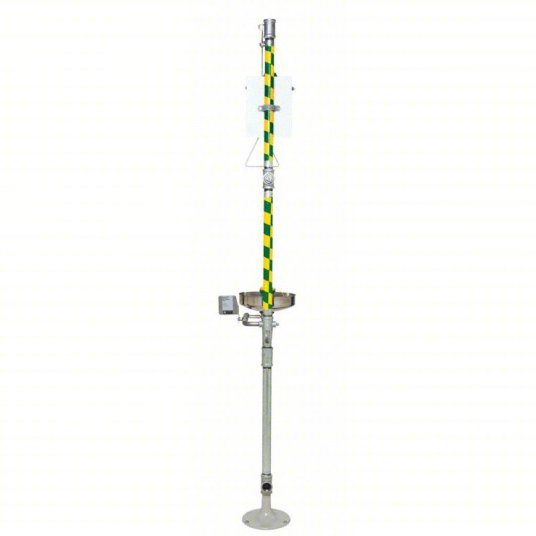 Haws 8300-8309 Shower with Eyewash Floor Mnt, Uncovered, Stainless Steel Bowl, Galvanized Steel Pipe