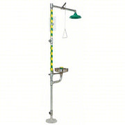 Haws 8300-8309 Shower with Eyewash Floor Mnt, Uncovered, Stainless Steel Bowl, Galvanized Steel Pipe