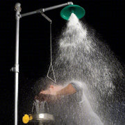 Haws 8300-8309 Shower with Eyewash Floor Mnt, Uncovered, Stainless Steel Bowl, Galvanized Steel Pipe