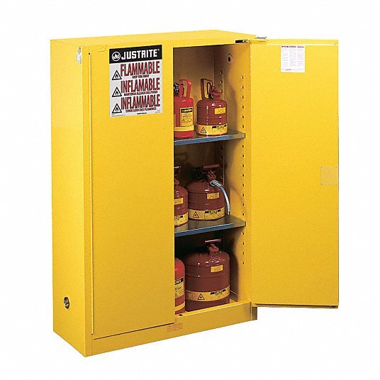 Justrite 896080 Sure-Grip EX Flammable Safety Cabinet, 60 Gal., Yellow