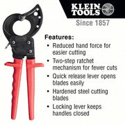 Klein 63060 Cable Cutter Steel Handle, Shear, For 750 kcmil Max Dia Aluminum Electric Cable