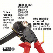 Klein 63060 Cable Cutter Steel Handle, Shear, For 750 kcmil Max Dia Aluminum Electric Cable