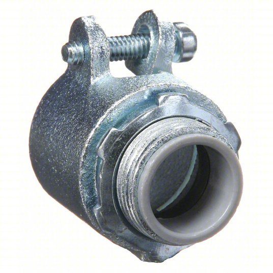 Raco 3302 Straight Connector Squeeze Clamp Style Iron, 1/2 in Trade Size, 1/2 in MNPT, Insulated