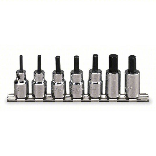Proto J4990-7ST Socket Bit Set 3/8 in Drive Size, 7 Pieces, 1/8 in to 3/8 in Range of Tip Sizes, SAE