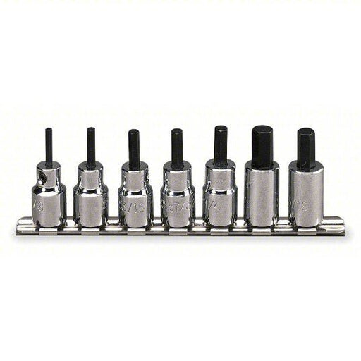Proto J4990-7ST Socket Bit Set 3/8 in Drive Size, 7 Pieces, 1/8 in to 3/8 in Range of Tip Sizes, SAE