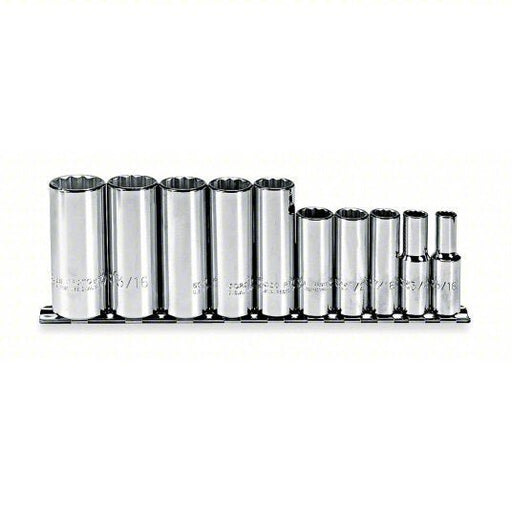 Proto J52107 Socket Set 3/8 in Drive Size, 10 Pieces, 5/16 in to 7/8 in Socket Size Range, (10) 12-Point