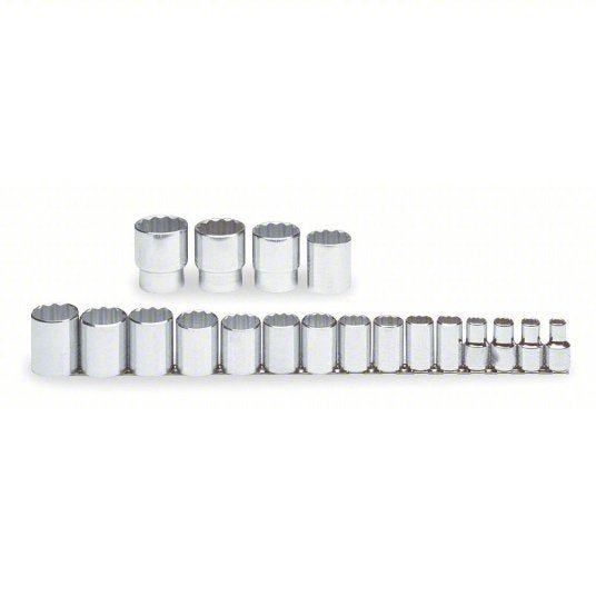 Proto J54113 Socket Set 1/2 in Drive Size, 19 Pieces, 3/8 in to 1 1/2 in Socket Size Range, (19) 12-Point