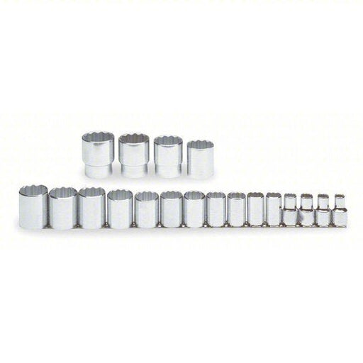 Proto J54113 Socket Set 1/2 in Drive Size, 19 Pieces, 3/8 in to 1 1/2 in Socket Size Range, (19) 12-Point