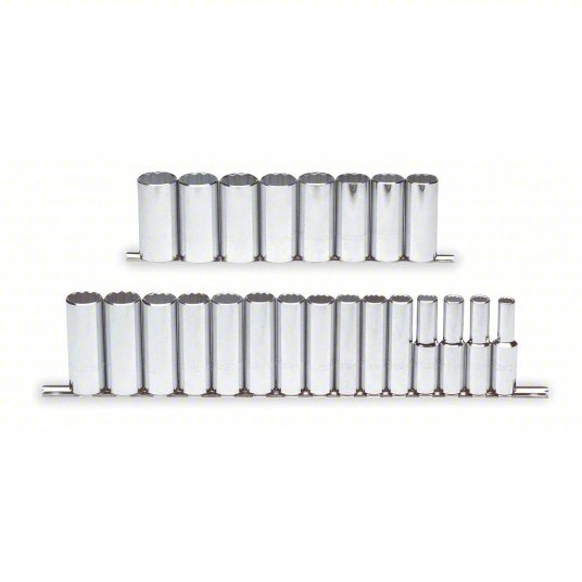 Proto J54201 Socket Set 1/2 in Drive Size, 23 Pieces, 10 mm to 32 mm Socket Size Range, (23) 12-Point