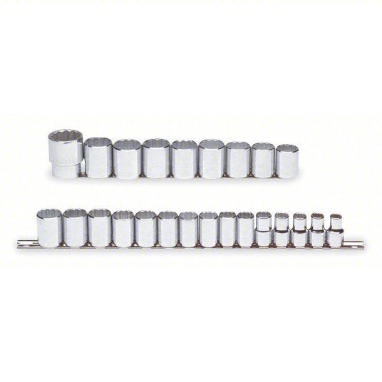 Proto J54211 Socket Set 1/2 in Drive Size, 24 Pieces, 10 mm to 36 mm Socket Size Range, (24) 12-Point