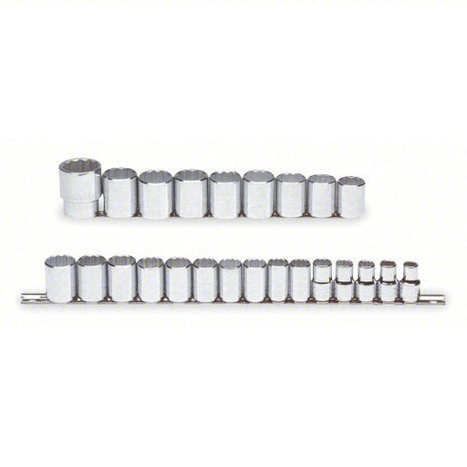 Proto J54211 Socket Set 1/2 in Drive Size, 24 Pieces, 10 mm to 36 mm Socket Size Range, (24) 12-Point