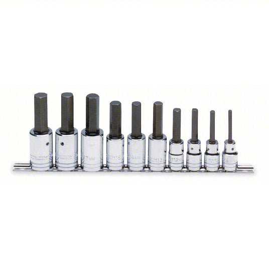 Proto J5441-MA Socket Bit Set 1/2 in Drive Size, 10 Pieces, 6 mm to 19 mm Range of Tip Sizes, Metric