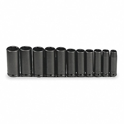 Proto J74112 Impact Socket Set 1/2 in Drive Size, Small Set (0-50 pieces) Set Size, 11 Pieces, Black Oxide
