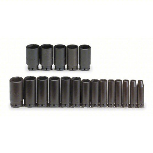 Proto J74116 Impact Socket Set 1/2 in Drive Size, 19 Pieces, 3/8 in to 1 1/2 in Socket Size Range