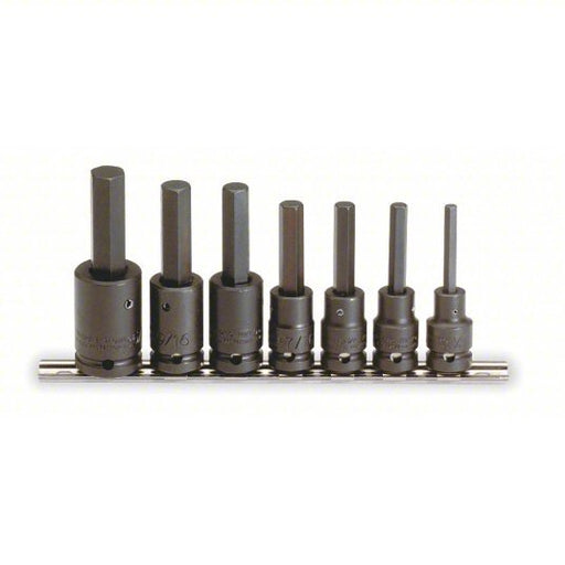 Proto J74152 Impact Socket Bit Set SAE, 1/2 in Drive Size, 7 Pieces, 1/4 in to 5/8 in Range of Tip Sizes