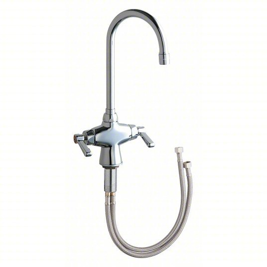 Chicago Faucets 50-ABCP Gooseneck Kitchen Faucet, Chrome Finish, 2.2 gpm Flow Rate