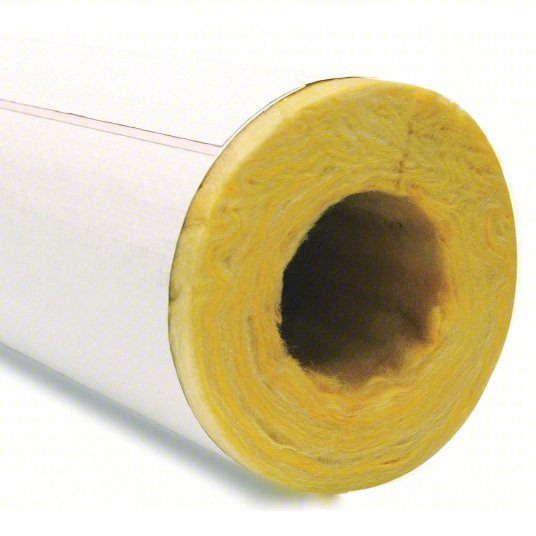 Owens 722596 Pipe Insulation Tube, Fiberglass, Slit with Adhesive and Flap, 1 in Thick, 3 ft Lg