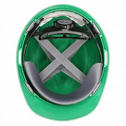 MSA 475362 Hard Hat Green, No Graphics, Ratchet (4-Point), Ratchet, Polyethylene, Side-Slots, Solid