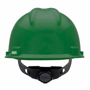 MSA 475362 Hard Hat Green, No Graphics, Ratchet (4-Point), Ratchet, Polyethylene, Side-Slots, Solid