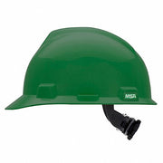 MSA 475362 Hard Hat Green, No Graphics, Ratchet (4-Point), Ratchet, Polyethylene, Side-Slots, Solid