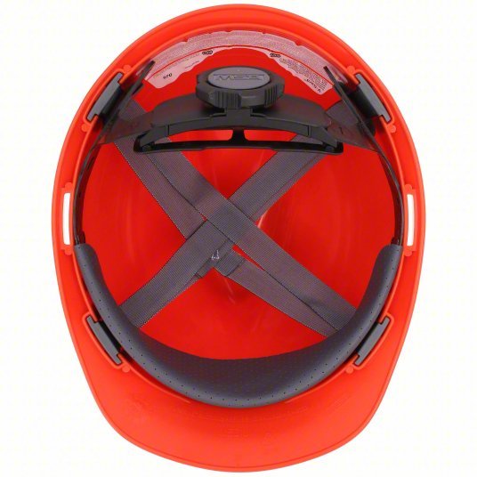 MSA 475361 Hard Hat Orange, No Graphics, Ratchet (4-Point), Polyethylene, Side-Slots