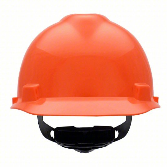 MSA 475361 Hard Hat Orange, No Graphics, Ratchet (4-Point), Polyethylene, Side-Slots