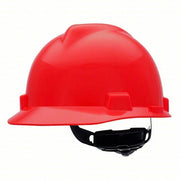 MSA 475363 Hard Hat Red, No Graphics, Ratchet (4-Point), Polyethylene, Side-Slots