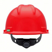 MSA 475363 Hard Hat Red, No Graphics, Ratchet (4-Point), Polyethylene, Side-Slots