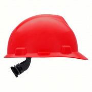 MSA 475363 Hard Hat Red, No Graphics, Ratchet (4-Point), Polyethylene, Side-Slots