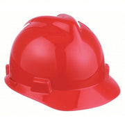 MSA 475363 Hard Hat Red, No Graphics, Ratchet (4-Point), Polyethylene, Side-Slots