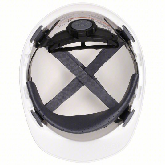 MSA 475358 Hard Hat White, No Graphics, Ratchet (4-Point), Polyethylene, Side-Slots