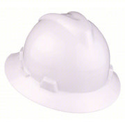 MSA 475369 Hard Hat White, No Graphics, Ratchet (4-Point), Polyethylene, Side-Slots, MSA, Basic Colors, V-Gard