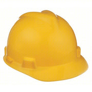 MSA 463944 Hard Hat Yellow, No Graphics, Polyethylene, Side-Slots, Basic Colors, V-Gard