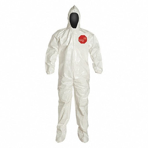 Dupont SL122BWH2X001200 Hooded Chemical Resistant Coveralls, 12 PK, White, Zipper