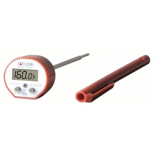 Taylor 9842 Digital Top Reading Non-Rolling Style Pocket Thermometer, 5 in Stem Lg