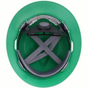 MSA 475370 Hard Hat Green, No Graphics, Ratchet (4-Point), Polyethylene, Side-Slots, Basic Colors, V-Gard