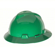 MSA 475370 Hard Hat Green, No Graphics, Ratchet (4-Point), Polyethylene, Side-Slots, Basic Colors, V-Gard