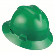 MSA 475370 Hard Hat Green, No Graphics, Ratchet (4-Point), Polyethylene, Side-Slots, Basic Colors, V-Gard