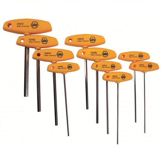 Wiha 33492 Hex Key Set SAE, Long, 10 Pieces, Cardboard Box, Nickel Plated, 1 Tips, 6 in