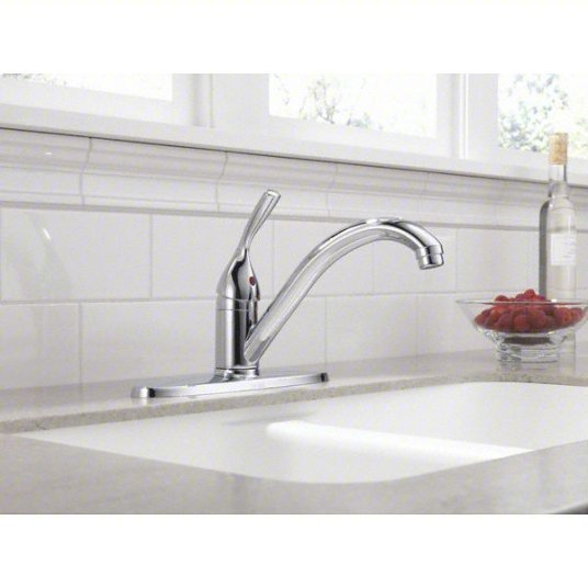 Delta 100-DST Low Arc Kitchen Faucet Delta, NA, Chrome Finish, 1.8 gpm Flow Rate, 8 11/16 in Spout Lg