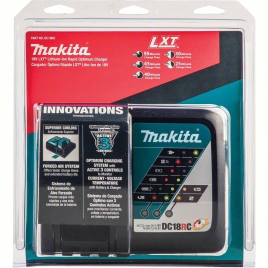 Makita DC18RC Battery Charger Single-Port Charging, For 18V, Li-ion/Ni-MH, 6 Ah Charged in 1-Hour, Rapid