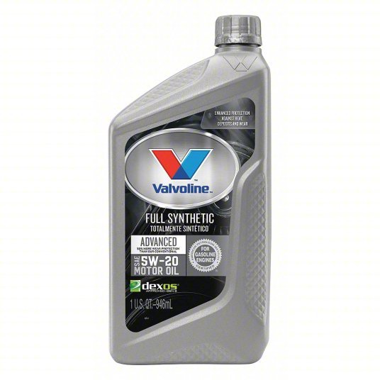 Valvoline VV927 Engine Oil Synthetic, Gasoline Engines, 1 qt Size, Bottle, 5W-20, 1, API, Advanced, Amber