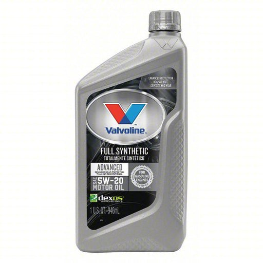 Valvoline VV927 Engine Oil Synthetic, Gasoline Engines, 1 qt Size, Bottle, 5W-20, 1, API, Advanced, Amber