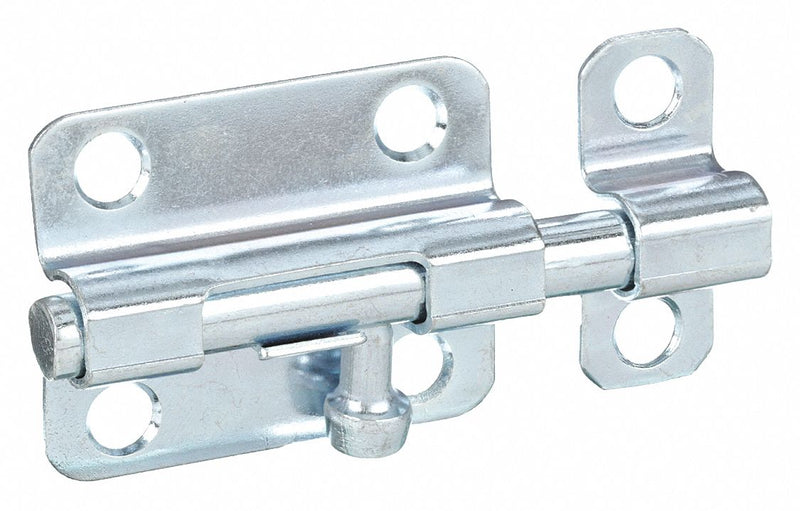 Approved Vendor 4PB96 Door Bolt, Barrel Bolt, Zinc, 1/2 in Ht, 1 1/2 in Wd, 2 1/2 in Lg PK2