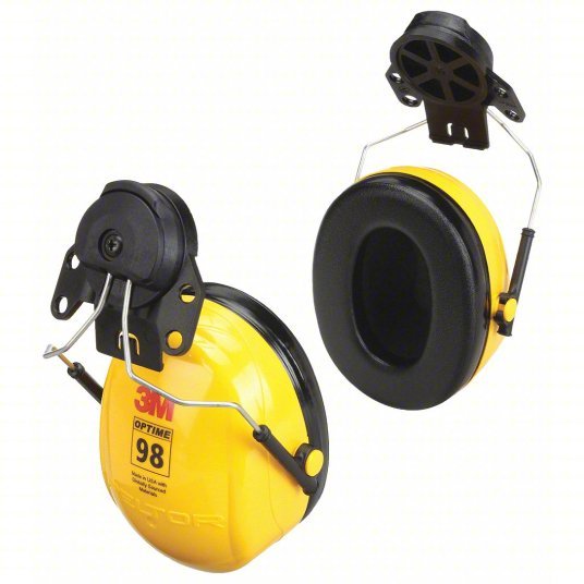 3M Peltor H9P3E Ear Muffs Hard Hat-Mounted Earmuff, Passive, 23 dB NRR, Foam/Polyurethane/PVC, Yellow