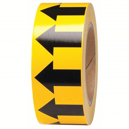 Brady 91420 Pipe Marking Tape Yellow, Black, 2 in Wd, 90 ft Roll Lg