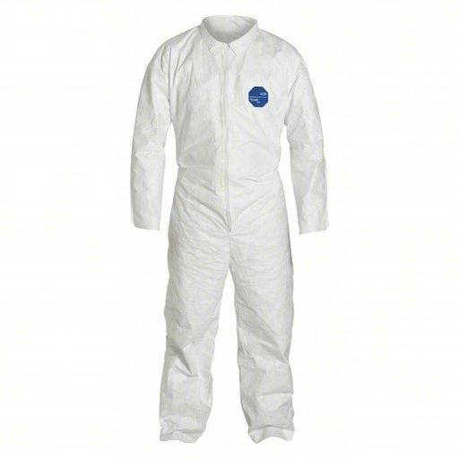 Dupont TY120SWH3X0025NF Collared Disposable Coveralls 3XL, Tyvek® 400, Open Ankle, White, Serged Seam, 25 PK